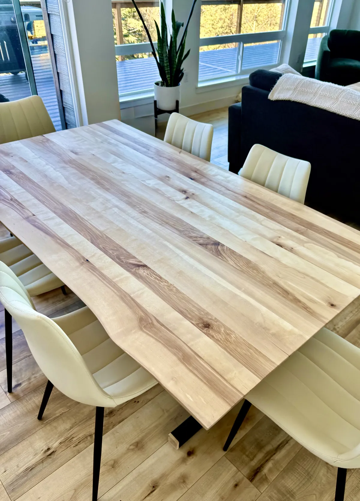 Modern Birch Dining Set - Birch with Steel detail 3