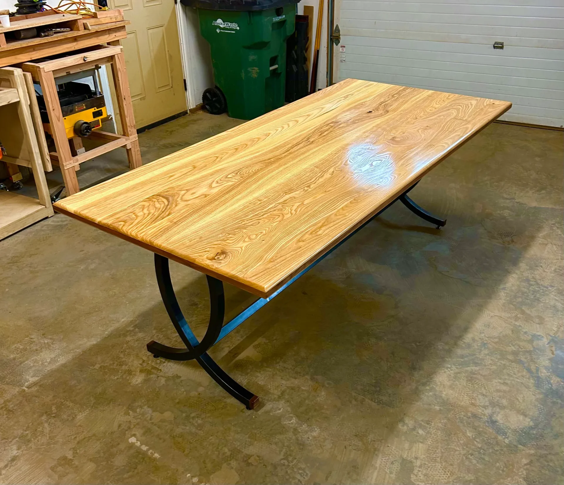 Hertha's Table & Benches - Ash with Black Walnut & Steel