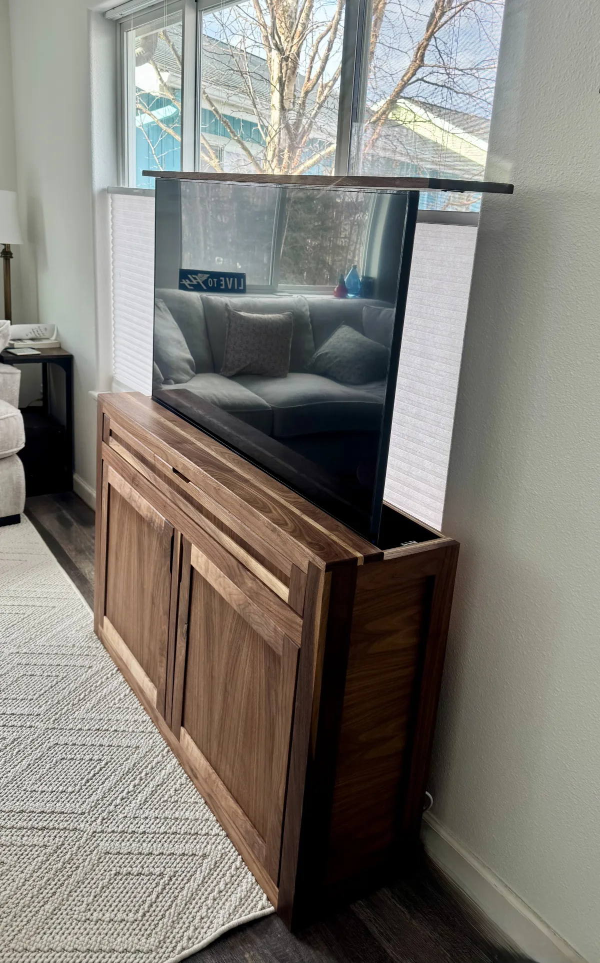 Rachel's TV Lift Cabinet - Black Walnut detail 2